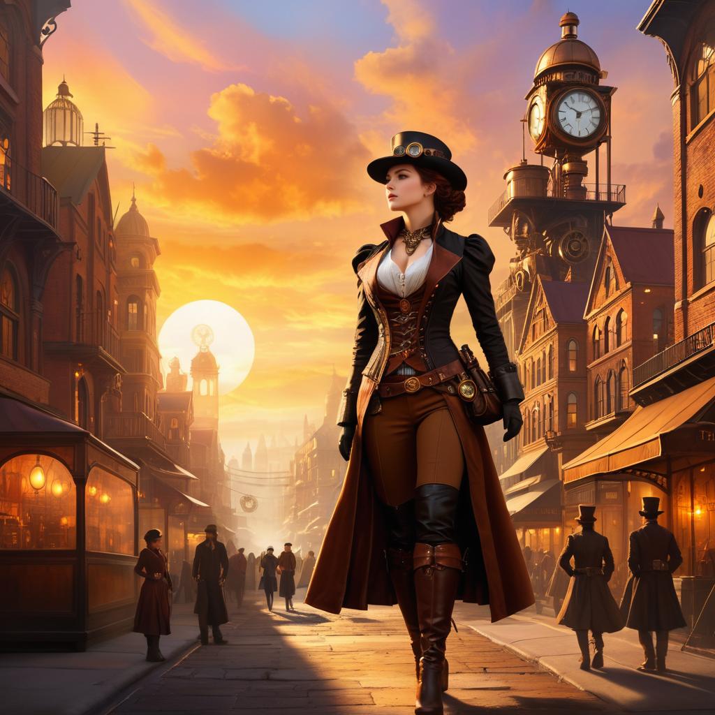 Steampunk City Adventure at Sunset