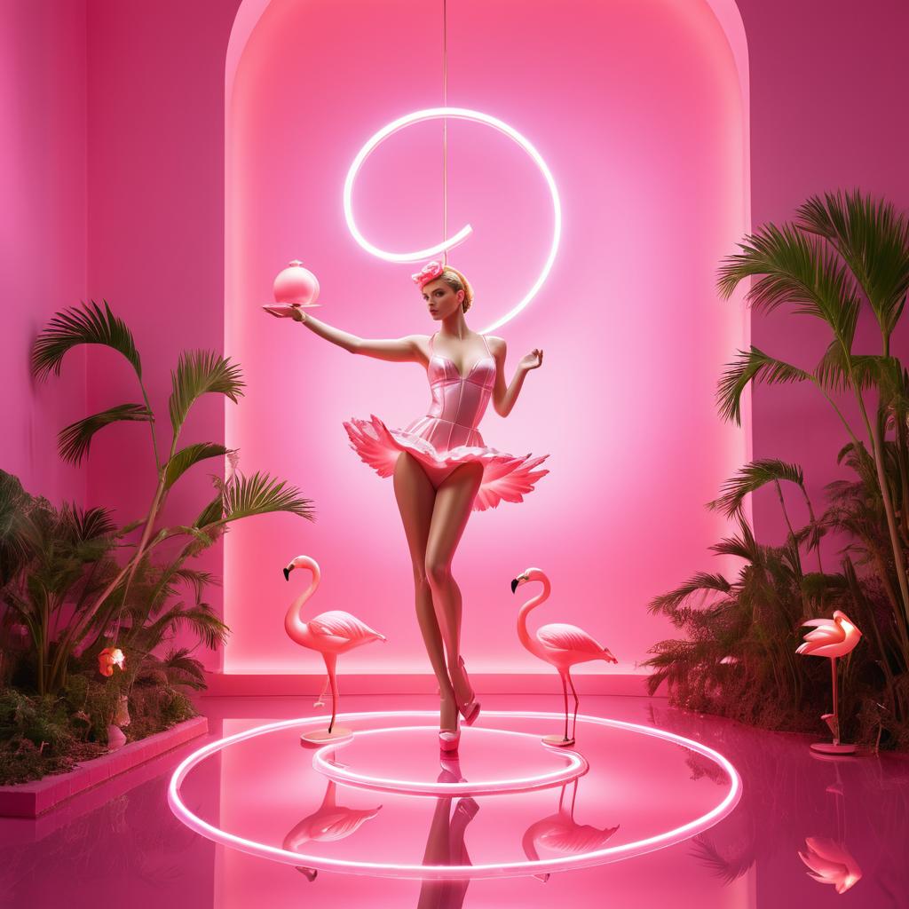 Playful Flamingo Statue Editorial Photography