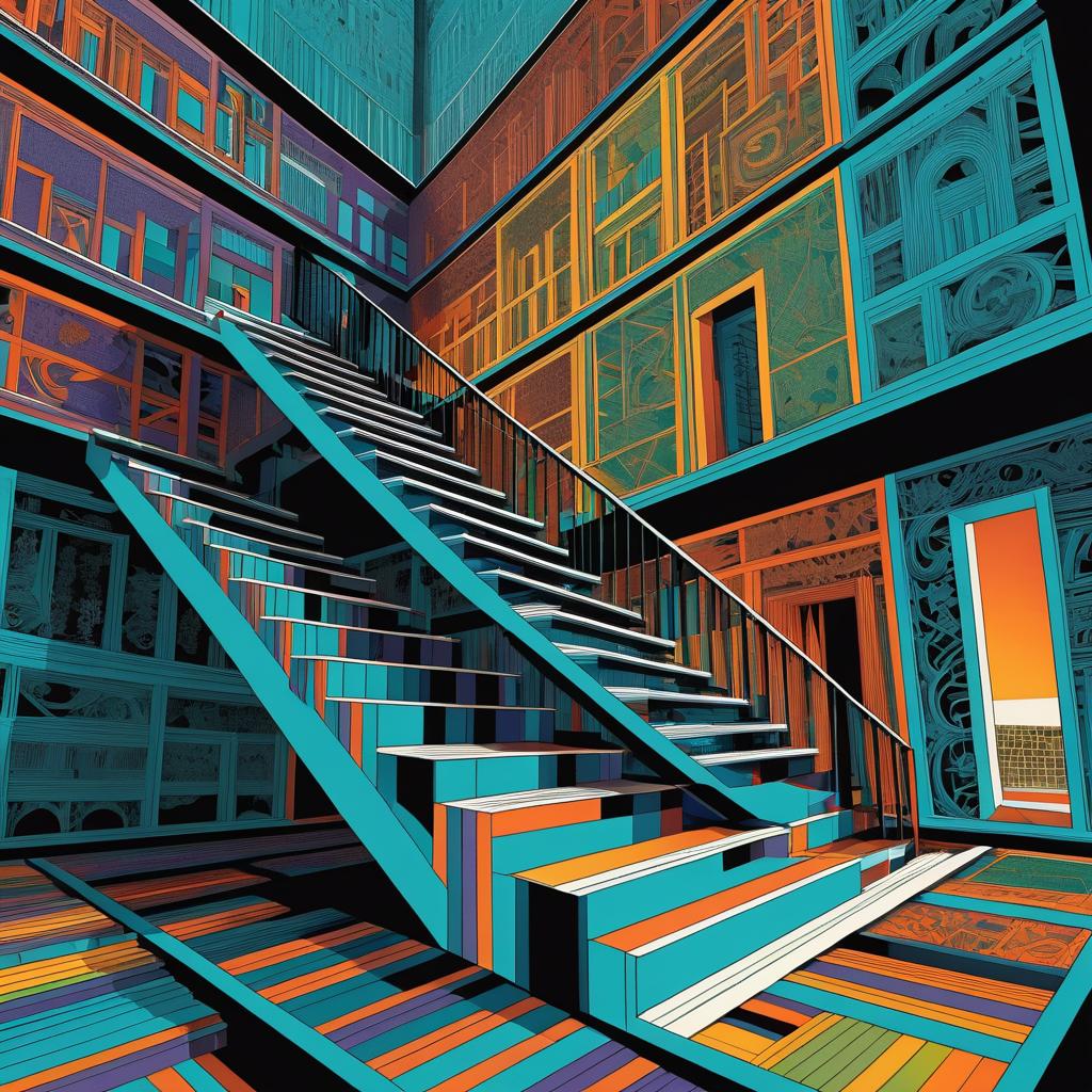 Intricate Impossible Staircase in Escher Style