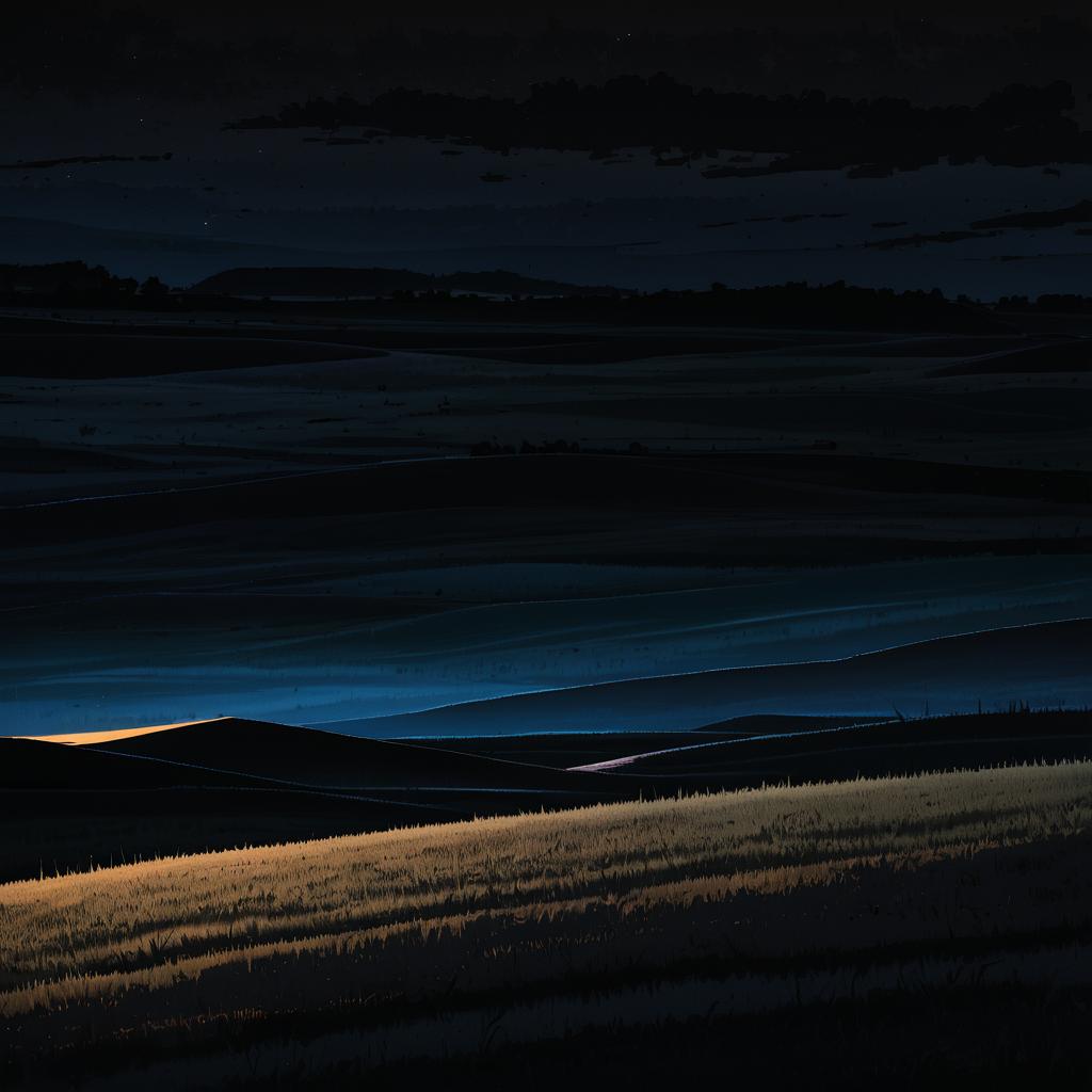 Eerie Midnight Prairie Landscape