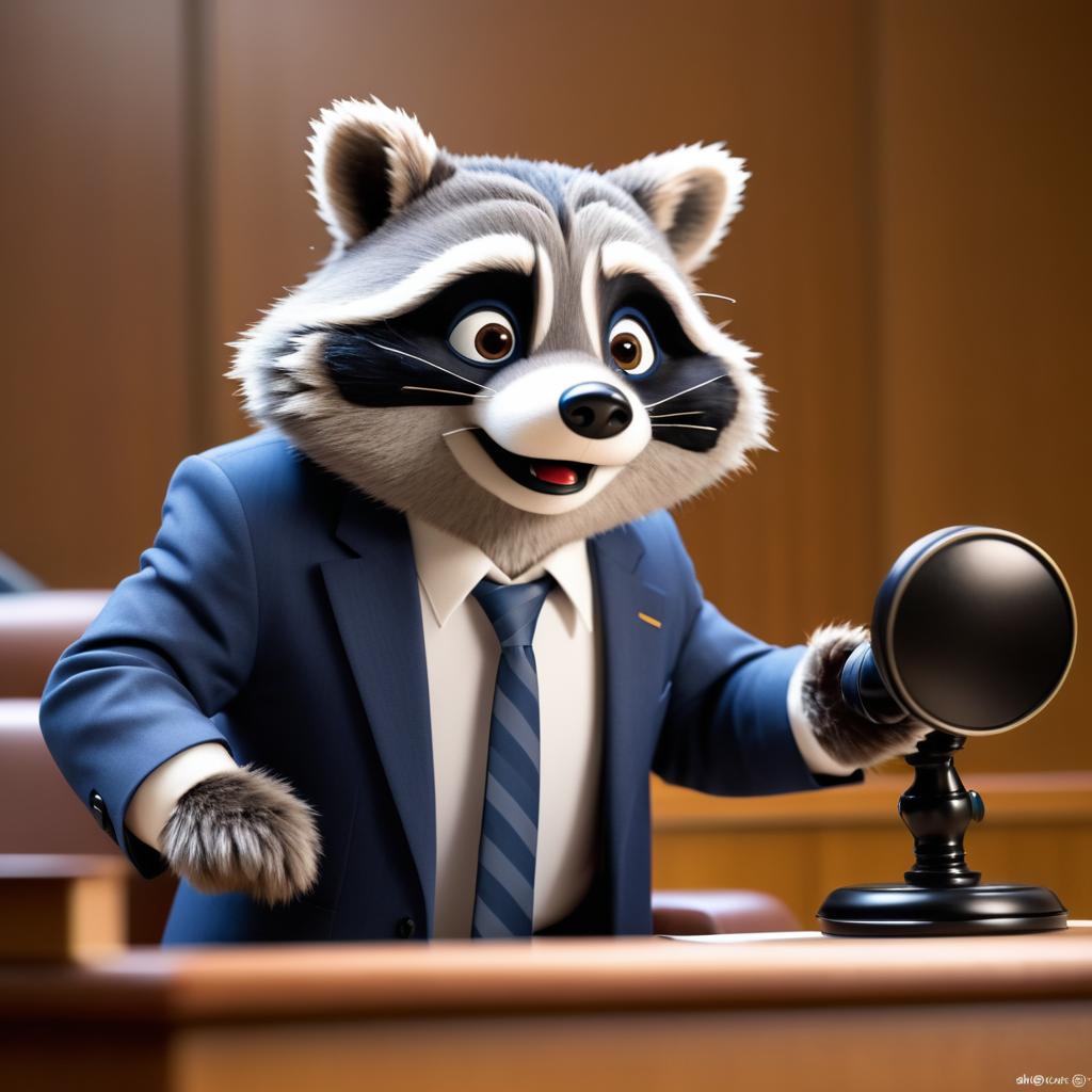 Pixar-Style Courtroom Comedy with Raccoon