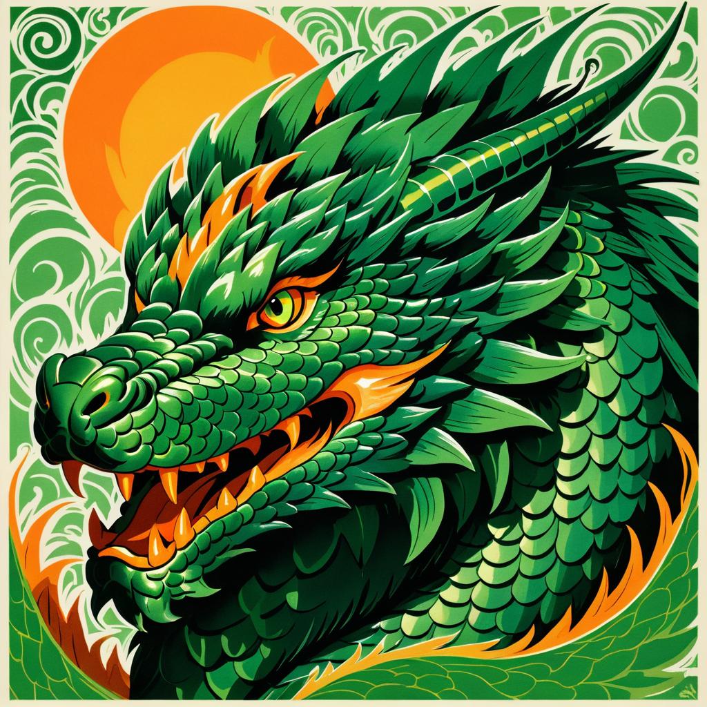 Fierce Dragon Illustration with Emerald Scales