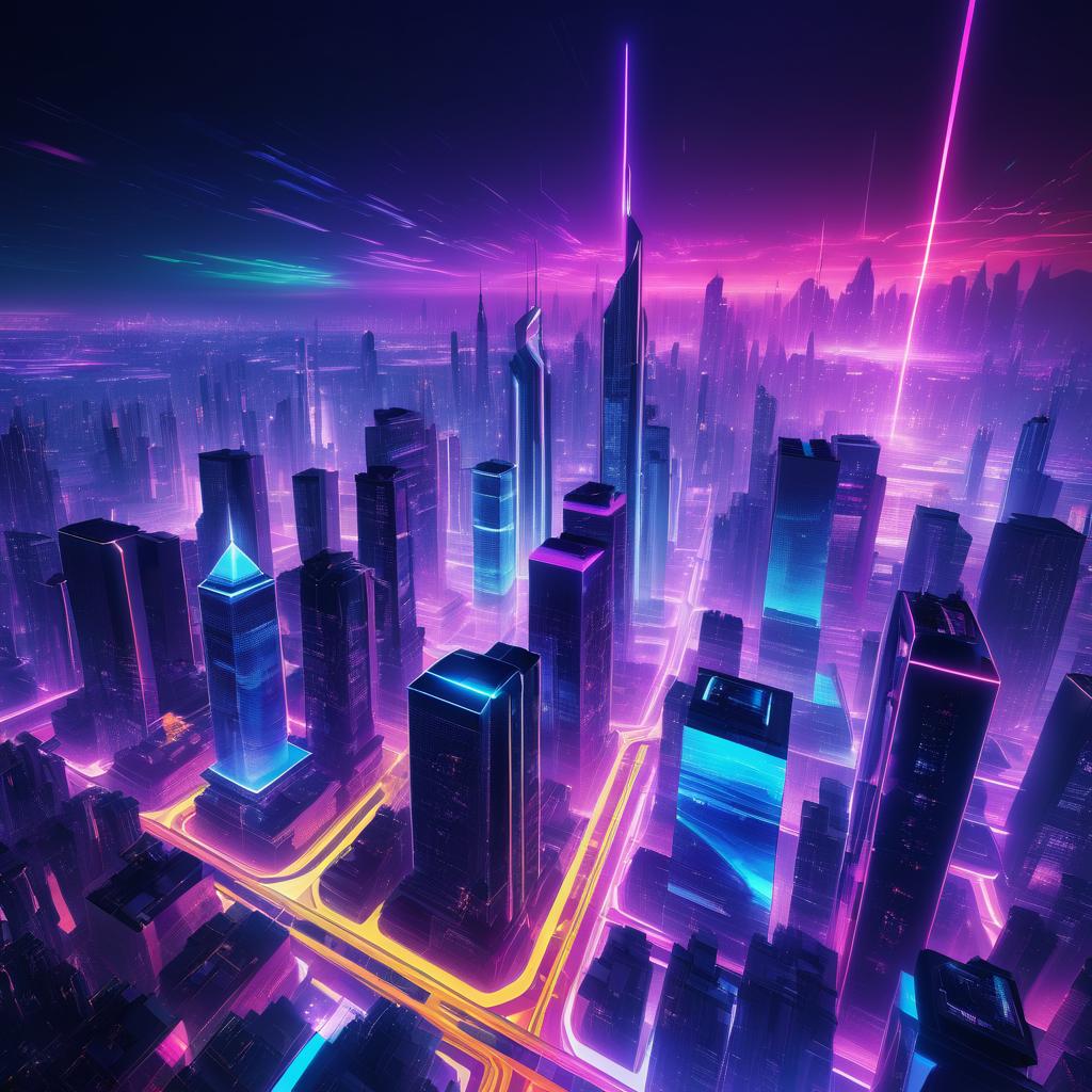 Vibrant Futuristic Night Cityscape Art