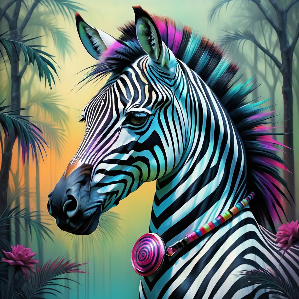 Expressive Zebra Art in Hyper-Realism