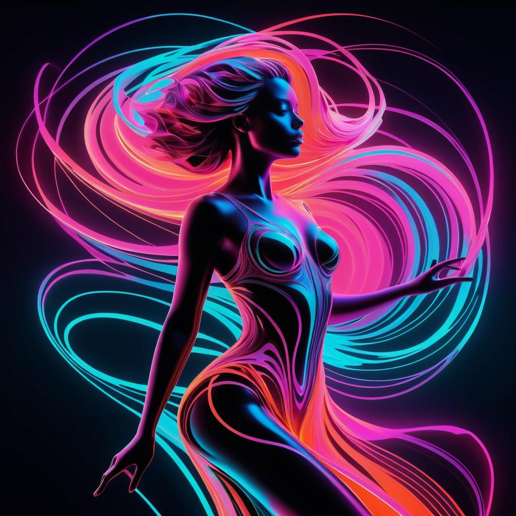 Neon Silhouette: Futuristic Abstract Art