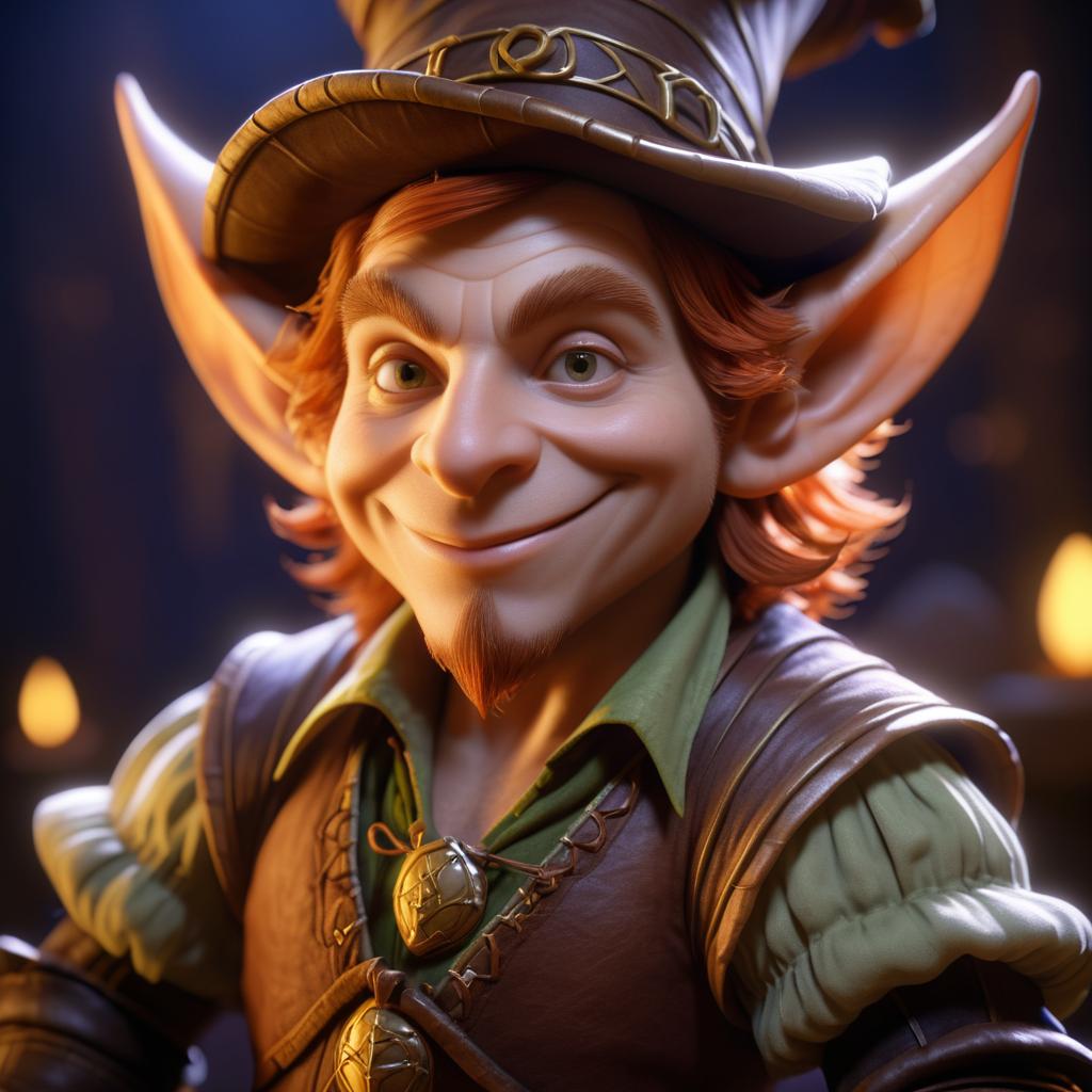 Playful Hobgoblin Bard Portrait in Detail