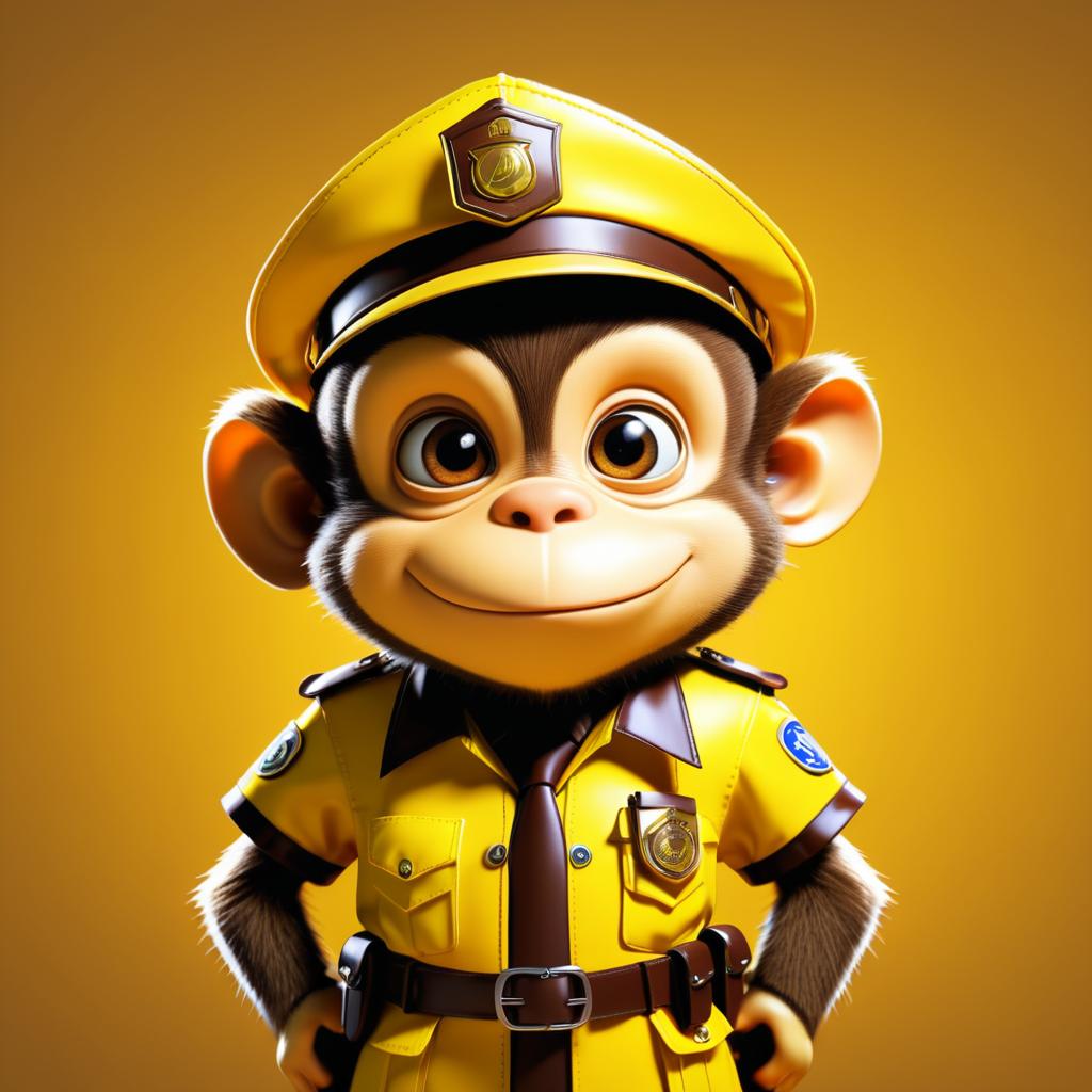 Mischievous Monkey in Policier Attire