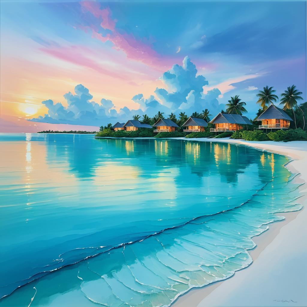 Tranquil Maldives Sunset: A Serene Painting