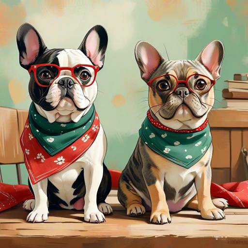 Whimsical Bulldog and Cat Duo Art
