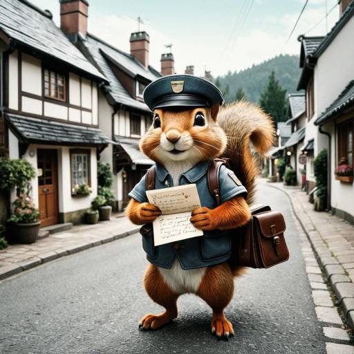 Adventurous Squirrel Postman in Village