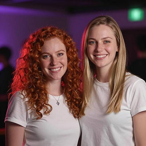 Smiling Women with Vibrant Bokeh Background