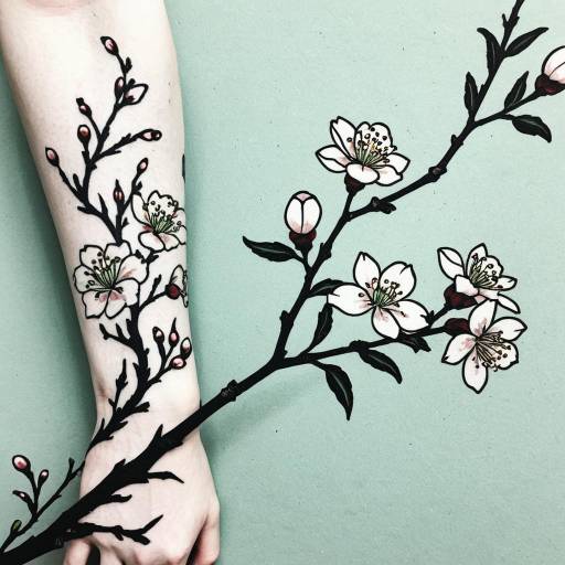 Elegant Cherry Blossom Tattoo Design