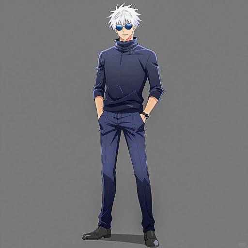 Confident Anime Character in Dark Style