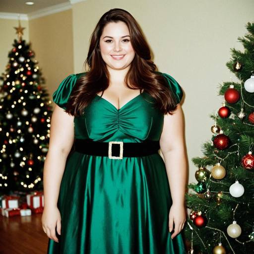 Festive Plus Size Christmas Dress Indoor Scene