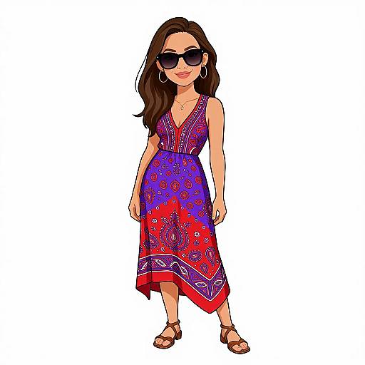 Bohemian Woman in Vibrant Dress