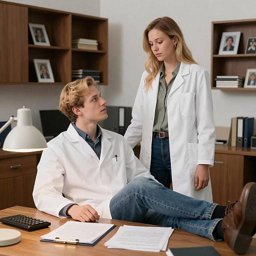 Two medical professionals in office