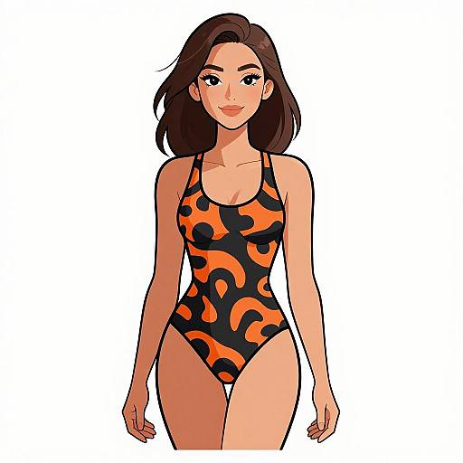 Sporty Chic Woman in Stylish Swimsuit