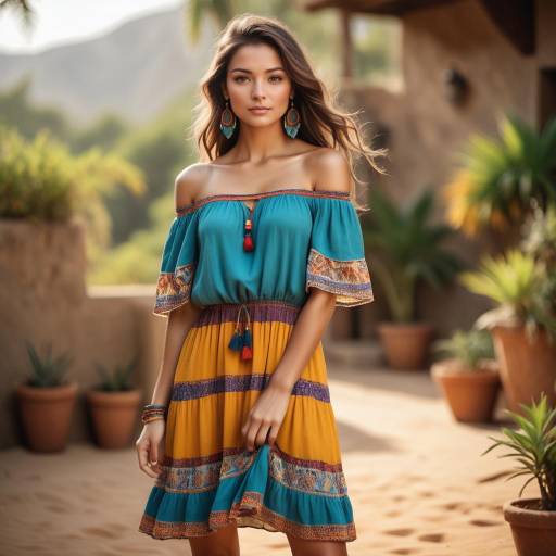 Young Woman in Bohemian Sundress Outdoors