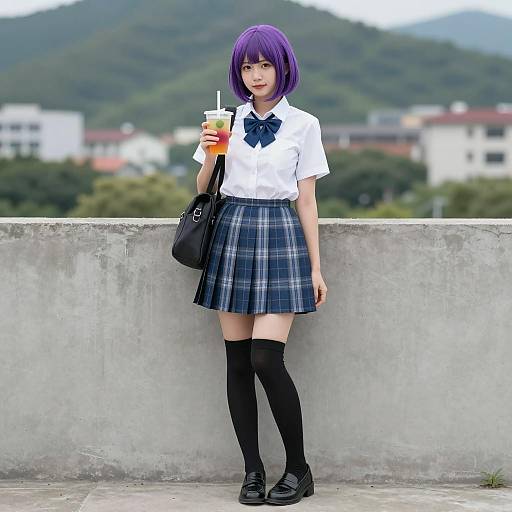 Stylish Asian Woman Against Urban Backdrop