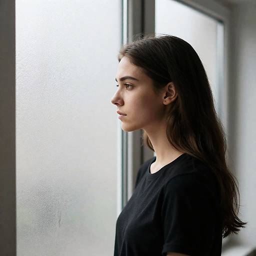 Serious Profile Portrait by Frosted Glass