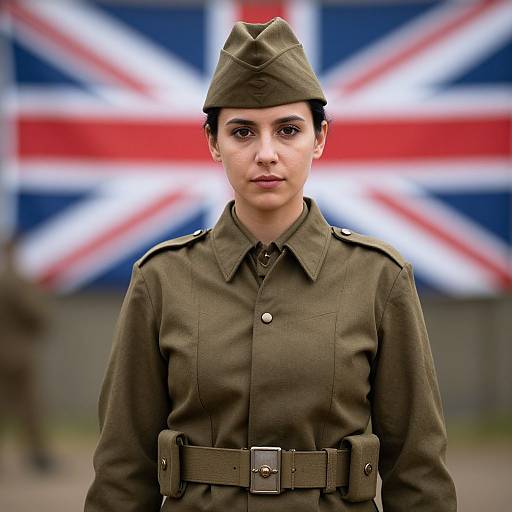 Realistic Female Soldier in WWII Uniform