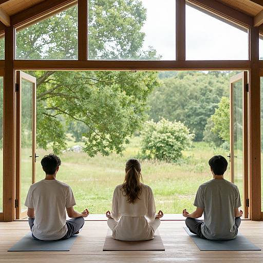 Serene Group Meditation by Window
