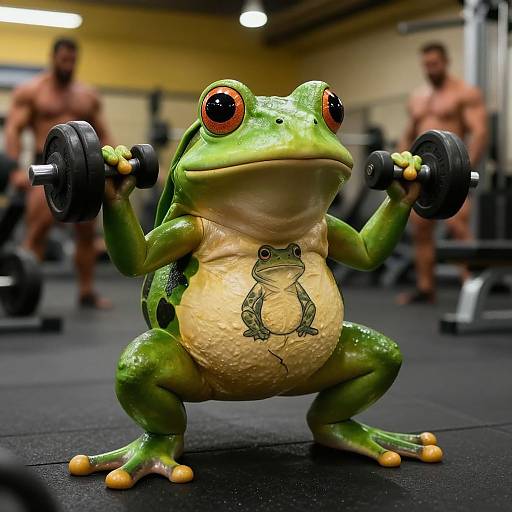 Strong Frog Bodybuilder with Tattoo