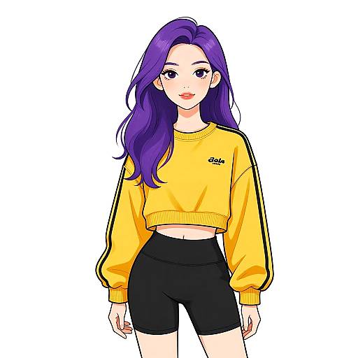 Sporty Woman in Mustard Yellow Sweatshirt