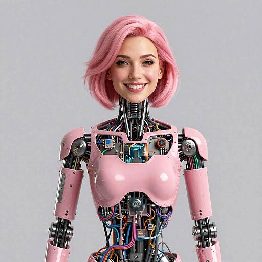 Female Quantum Droid with Pink Hair