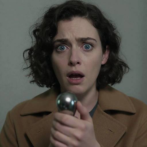 Frightened Woman with Shiny Object