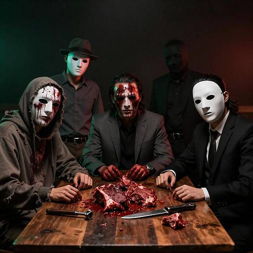 Dreadful Gathering of Masked Figures