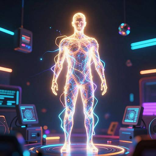 Glowing Cyberpunk Energy Figure