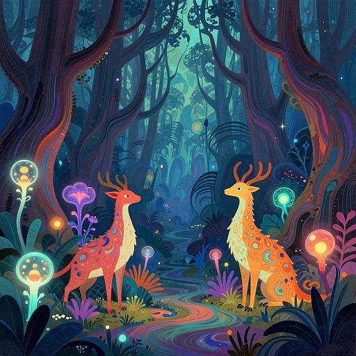 Bioluminescent Mythical Forest Fantasy
