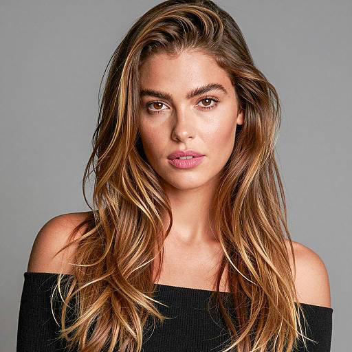 Portrait of Woman with Wavy Blonde-Brown Hair