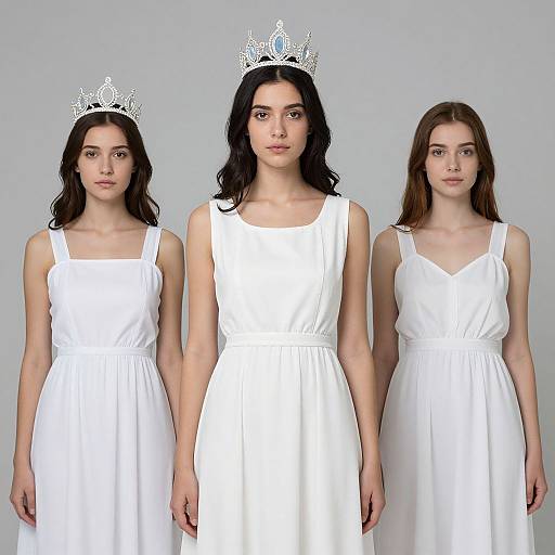 Goddess in White Dress Close-Up