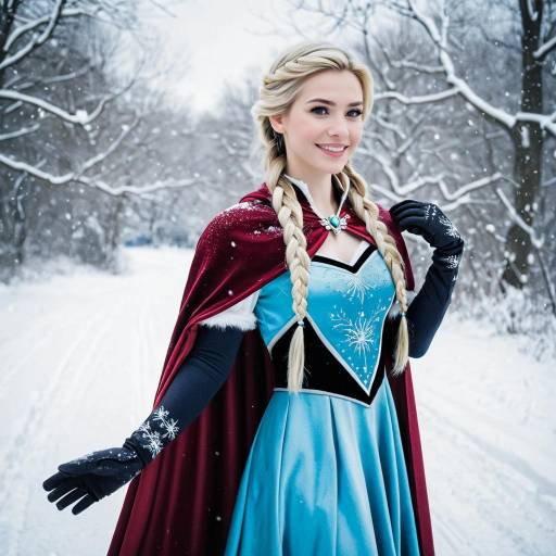 Woman in Elsa Inspired Costume in Snowy Forest