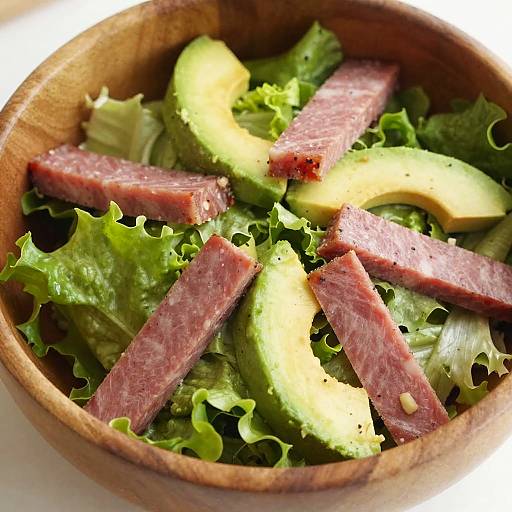 Fresh Colorful Salad in Wooden Bowl