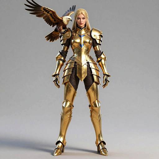 Radiant Woman in Golden Warrior Armor