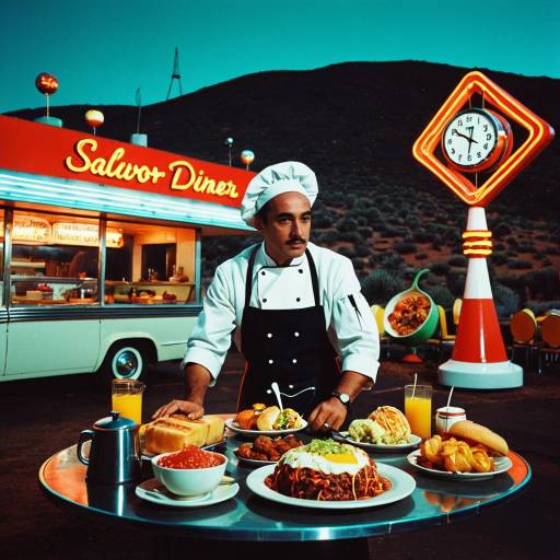 Chef with Classic Diner Food Outdoors