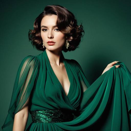 Glamorous Woman in Emerald Green Dress