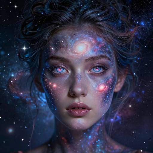 Surreal Cosmic Portrait with Galaxy Hair