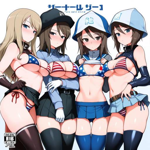 Girls in American Flag Swimsuits