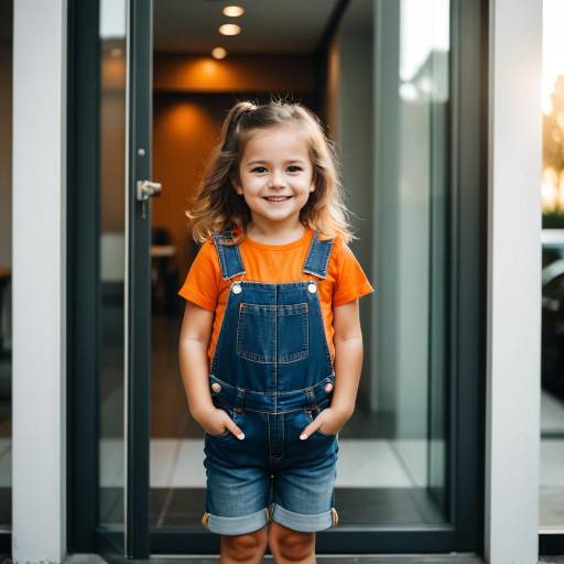 Smiling Toddler Girl in Denim Overalls
