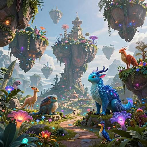 Enchanted Floating Islands Fantasy Scene