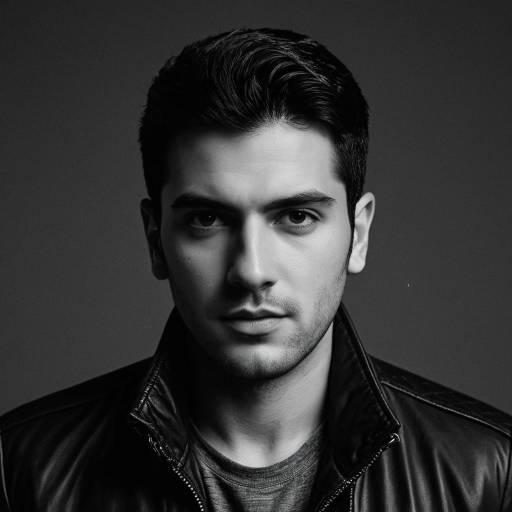 Intense Young Man in Leather Jacket