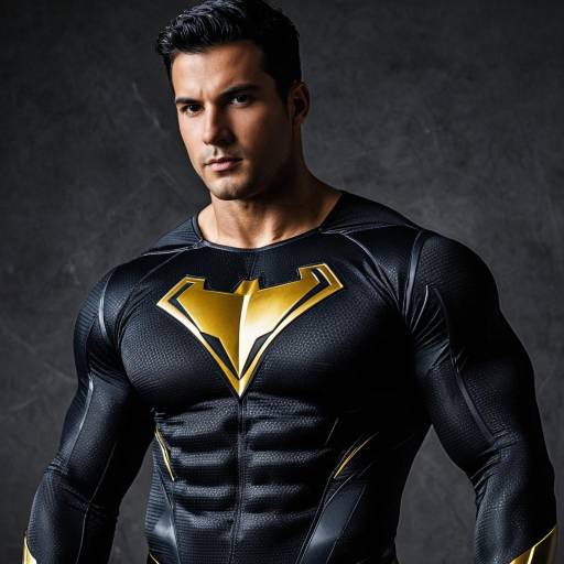 Muscular man in Black Adam superhero costume
