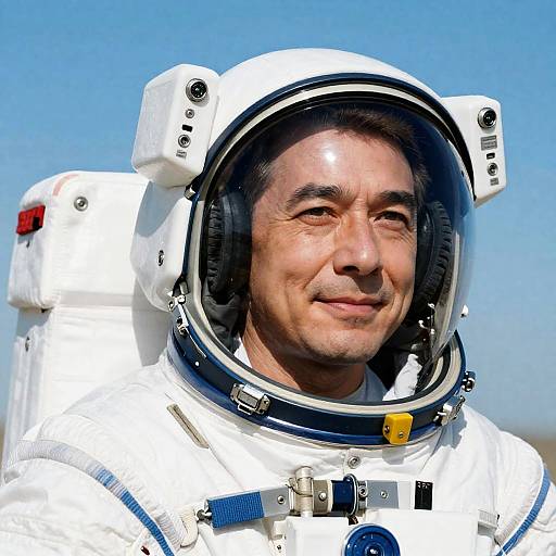 Astronaut Portrait in Bright Blue Setting