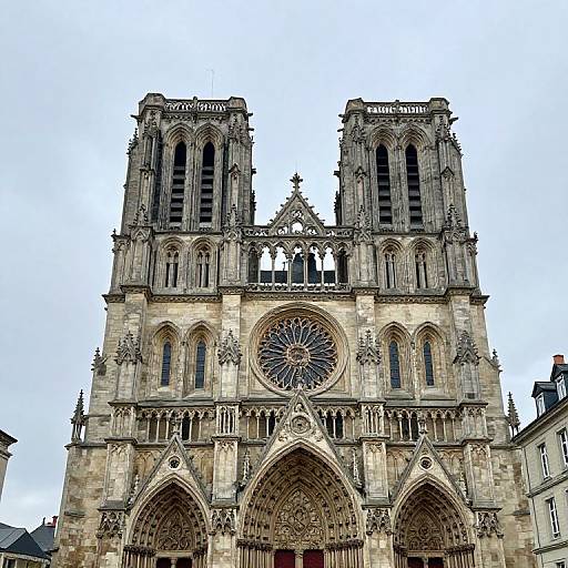 Weathered European Cathedral with Spires