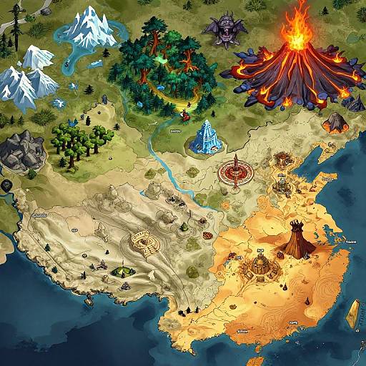 Mythical Continent Fantasy Game Map