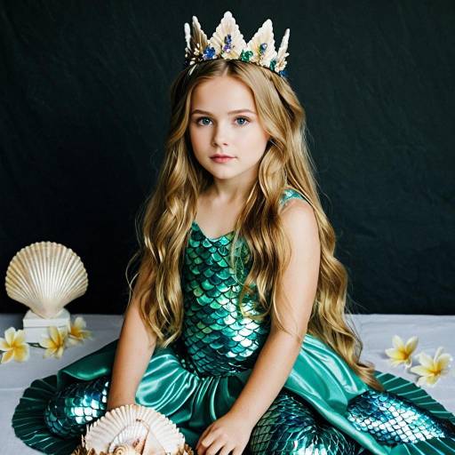 Young Girl in Mermaid Costume with Crown
